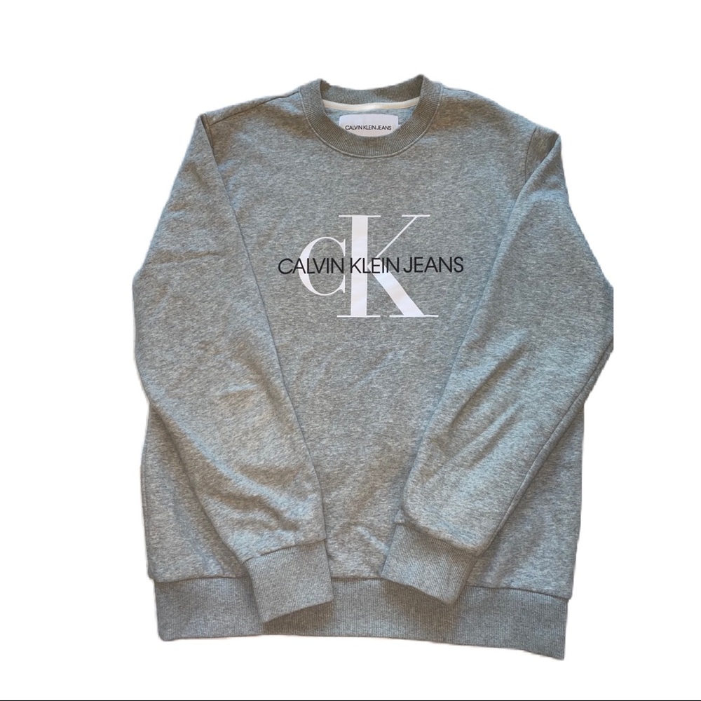 Gray Calvin Klein Jeans Pullover Crewneck Sweatshirt